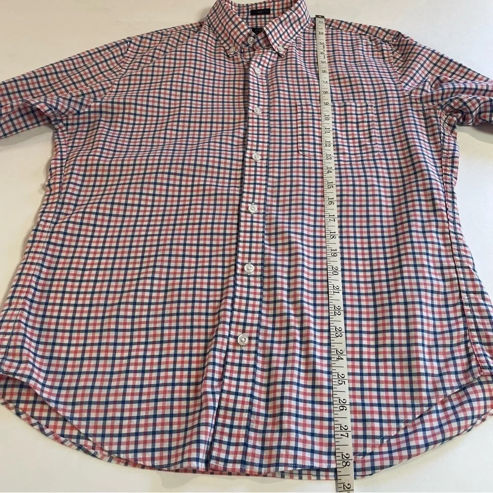 J. Crew Men's Checkered Slim Fit Summer Shirt Pink/Blue Size Medium